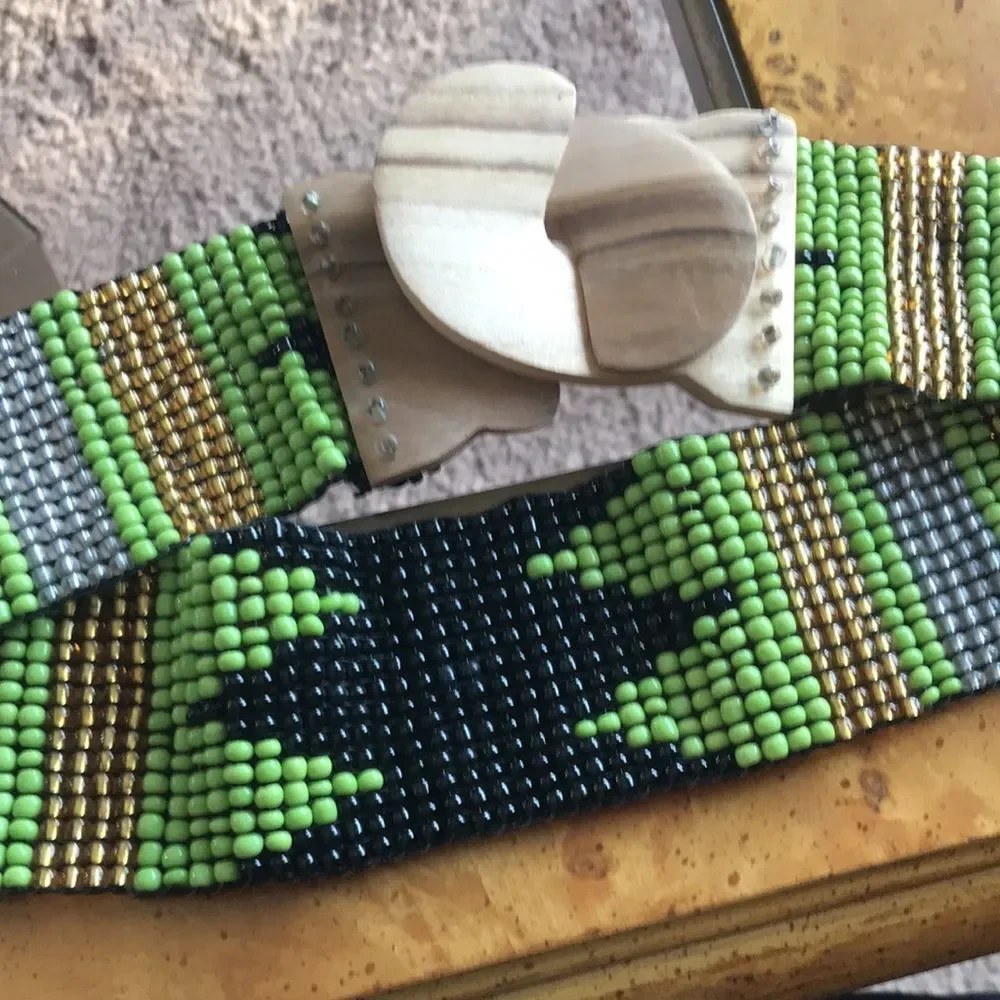 Southwestern Beaded Wooden Belt